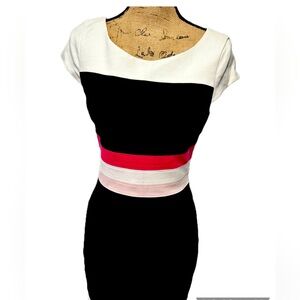 WHBM Color Block Dress - Size 6 - Black / Pink